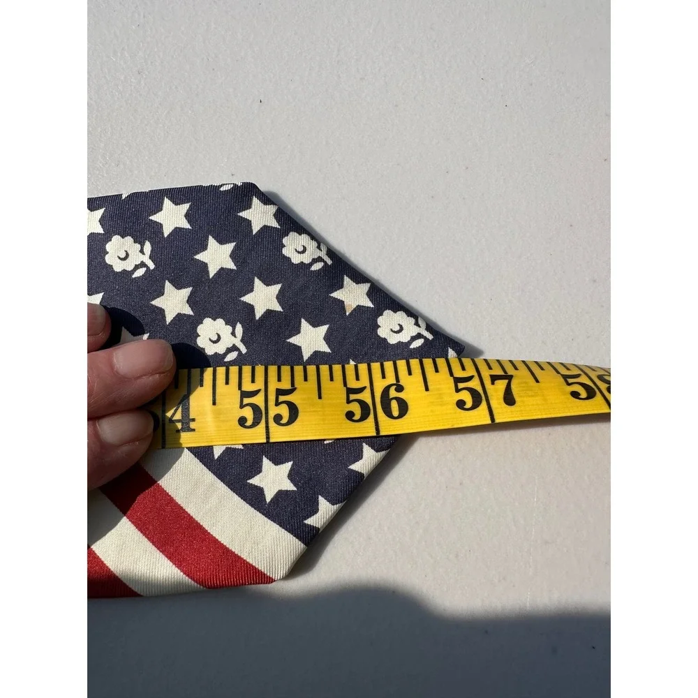 American Eagle Outfitters Mens Silk Tie Patriotic Stars Stripes Red White Blue